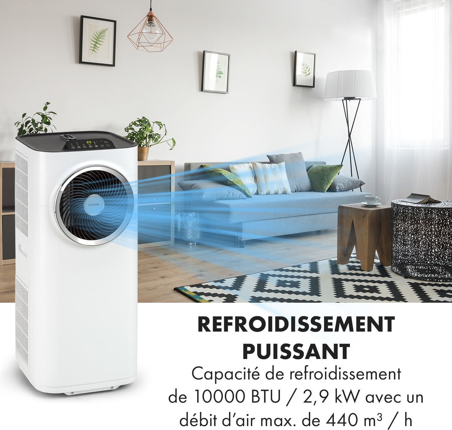 Climatiseur mobile Klarstein Kraftwerk Smart 10K Blanc — Wifi, 10000 BTU – Image 4
