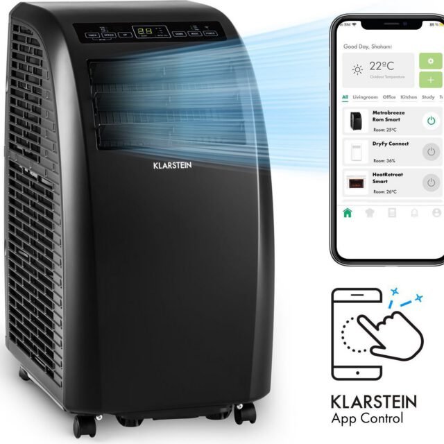 Climatiseur mobile Klarstein Metrobreeze Rom 10 Noir — 10000 BTU, design